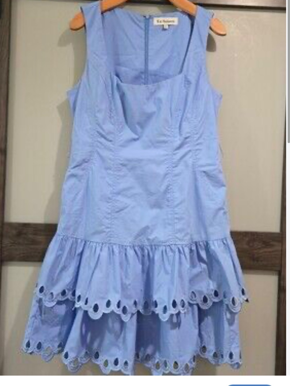 En Saison Light Blue Eyelet Tiered Cotton Dress m